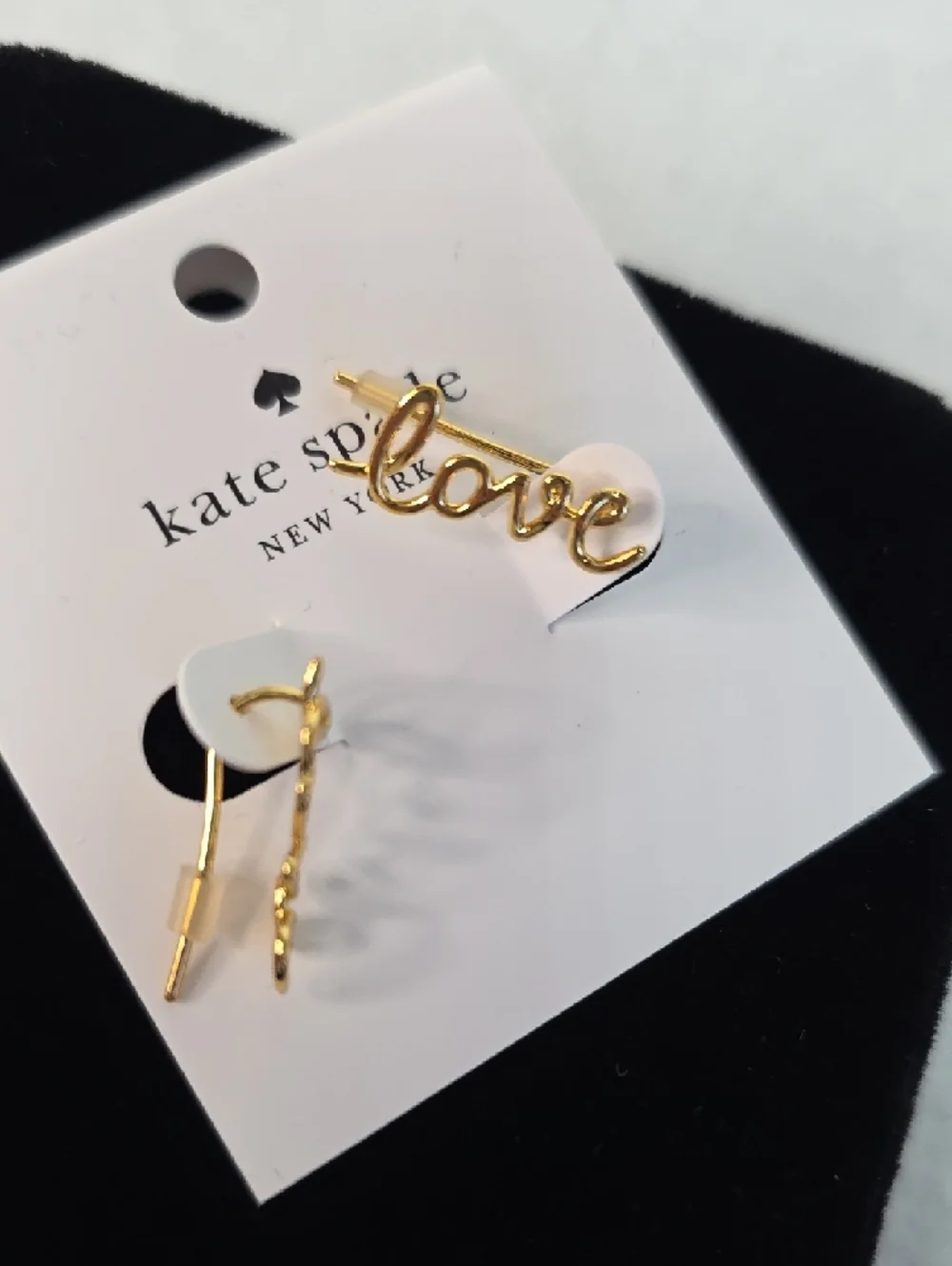 Kate Spade Gold Love Script Earrings - Picture 4 of 5